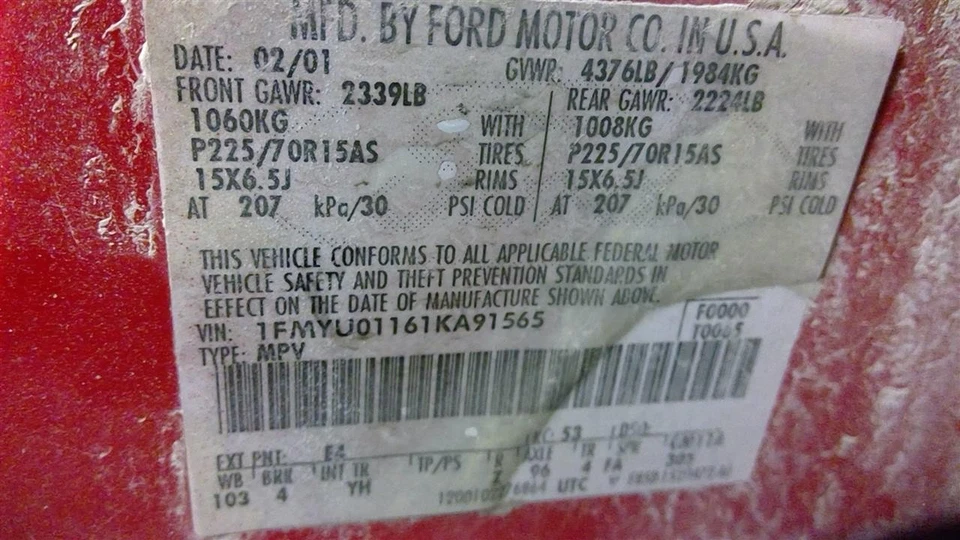 Filtro de aire/caja Ford Escape 2001 3L8Z 9600-BA 9625 Foto 4 de 4