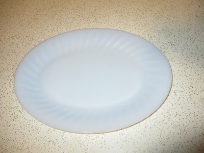 Vtg Fire King 12 X 9 blue swirl azurite Delphite Blue Serving Platter
