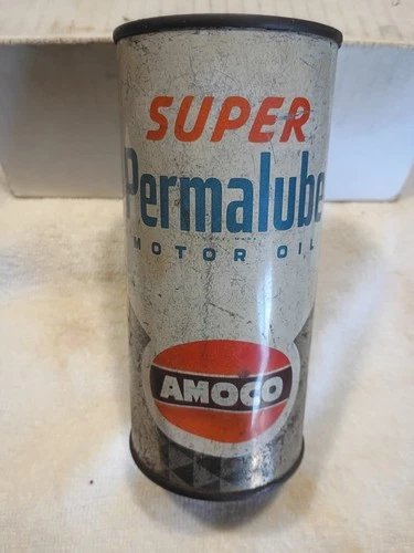 Super Permalube motor oil Amoco   can , gas station advertising lubricant 14.5oz