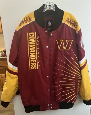 NFL WASHINGTON COMMANDERS EMBROIDERED JACKET YELLOW/BURGUNDY 2XL XXL