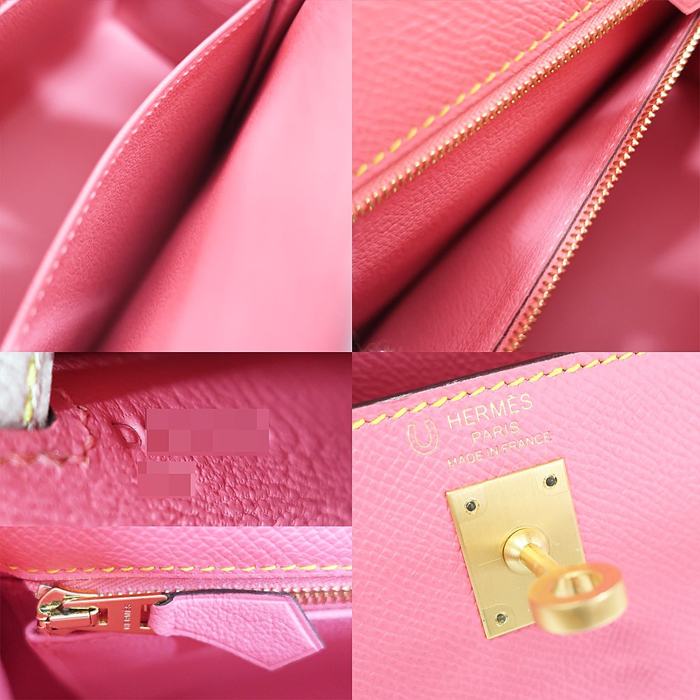 Hermes Kelly 25 Handbag Rose Azalee Clemence Gold Hardware D Stamp image 7
