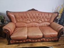 Italian  Leather 3 Seater and 1 seater Used Sofa