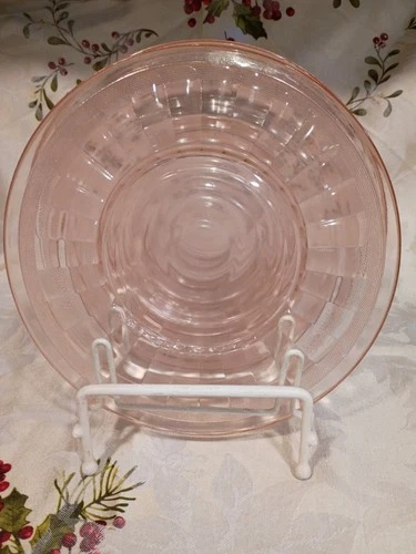 Vintage PINK Depression Glass 8" Plates 8-Pc Set Dessert/Salad