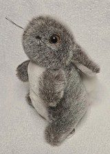 Vintage Eden Toys Bunny Plush Brown/Gray "Super Cute" Stuffed Animal Easter 12in