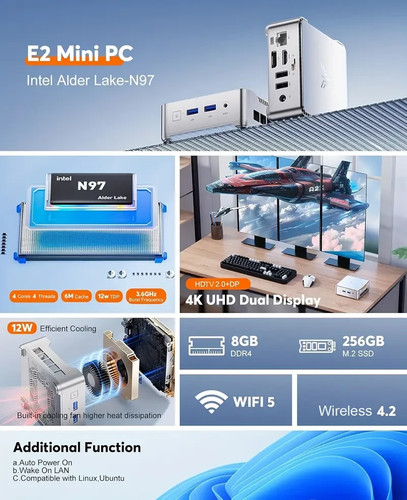 Mini PC ACEMAGIC E2 - Intel Alder Lake‐N97 (beats N100) | 8 GB RAM | 256 GB SSD - Imagen 2 de 10