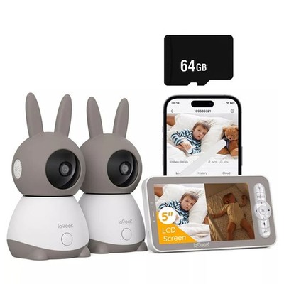 2K/3MP ieGeek 5'' Babyphone mit 2 Kamera Cloud Speicher 3000mAh Batterie 355° PTZ