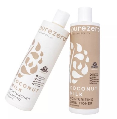 Purezero Moisturizing Coconut Milk Shampoo & Conditioner Set, Sulfate Free, 12oz