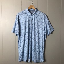 JOHNNIE-O FEATHERWEIGHT BLUE AIR MAILED PATTERN POLO SHIRT MENS SIZE LARGE