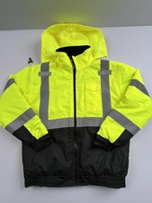 Ergodyne GloWear 8377 Jacket Mens Medium Green Hi Vis Hooded Bomber Reflective