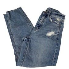 American Eagle Women  s Size 00 SHORT Mom Straight Jeans Light Distressed 1918