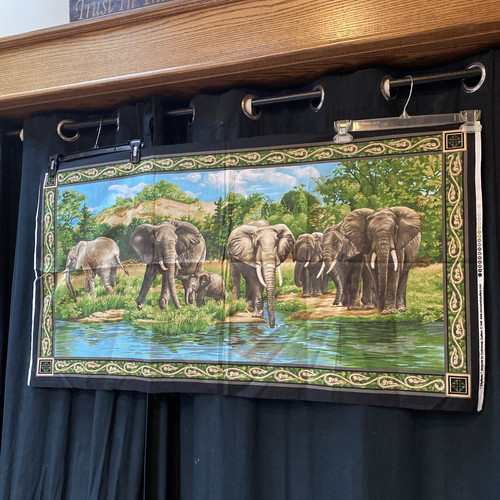 3 Elephant jungle frames Panel elephants Exclusively Quilters fabric 23" x 44" - Picture 1 of 12