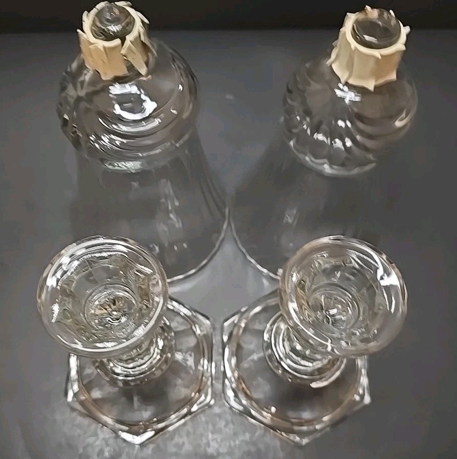 Set Of 2 Peg Votive Candlestick Candle Holders Clear Glass