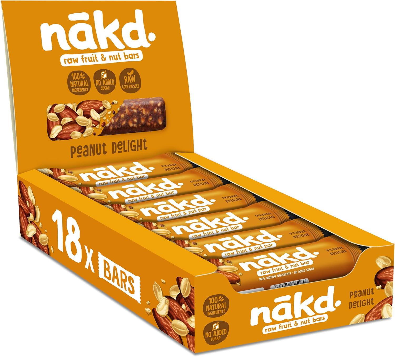 Nakd Peanut Delight Natural Fruit & Nut Bars - Vegan Bars - Gluten Free - Health
