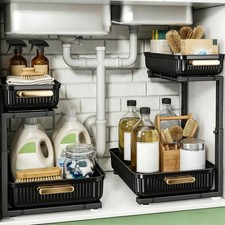 Under Sink Organizer 2 Packs MultiPurpose PullOut Storage Organizers, Slide ...