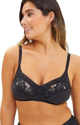 Sans Complexe Coton D'arum Wireless Bra Black 34D Cotton Lace Adjustable Straps