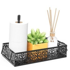 Toilet Tank Topper Paper Basket - Basket Decor Box with Magnetic Paper Black