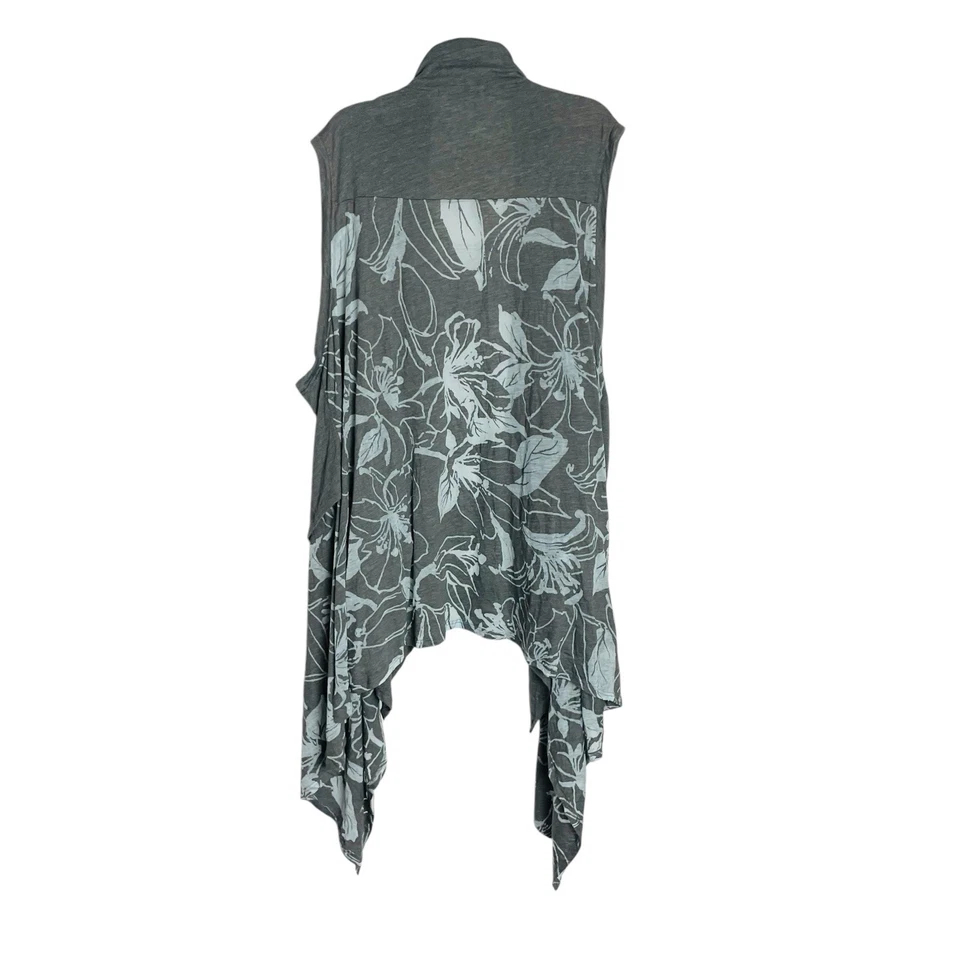 Cárdigan plumero Chalet Anthropologie para mujer 2X gris floral sin mangas Lagenlook Foto 2 de 4