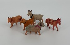 Vintage Lot of 5 Small Toy Celluloid Farm Animals Sheep Cow Dog Goat Horse