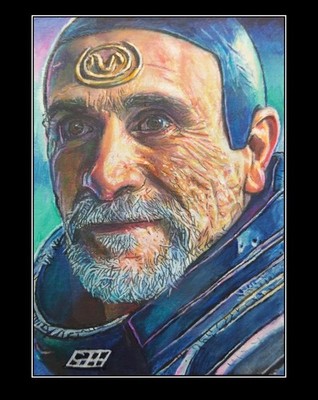 Stargate SG1 Bra'tac original bemalte Skizzenkarte ACEO von Gavin Hunt