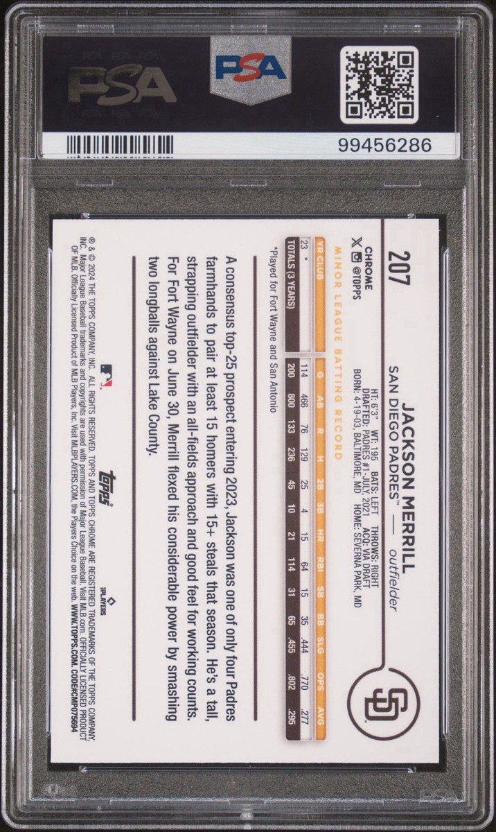 2024 Topps Chrome - Jackson Merrill #207 X-Fractor (RC) for
