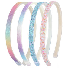 Glitter Headband Sparkly Cute Non Slip Chunky Little Girls Colorful Bands 4 Pcs