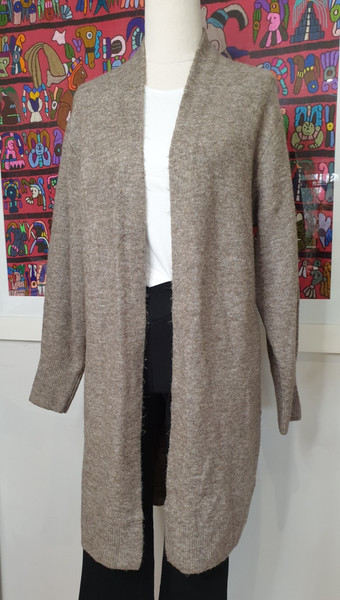 H&M Size XS Brown Wool Blend Long Open Front Women's Cardigan Coat