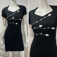 Vintage Y2K Liz Claiborne 2P Petite Black Floral LBD Mini Dress 90s Rosebud