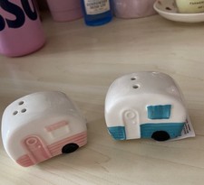 Image of Caravan Salt & Pepper Pots, Cracker Barrel Cruet Set. Camping, Campervan. NEW