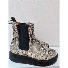 Russell & Bromley Snake Print Parkway Boots Chunky Sole Leather Ankle Boots UK 5