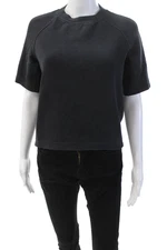 Lululemon Womens Short Sleeve Crew Neck Boxy Shirt Black Cotton Size 4