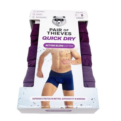 Pair of Thieves Men's Purple Quick Dry Action Blend Boxer Briefs 3 Pack Size S