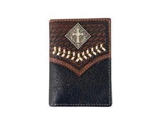 Roper Western Wallet Men Diamond Cross Concho Trifold Brown 8165000