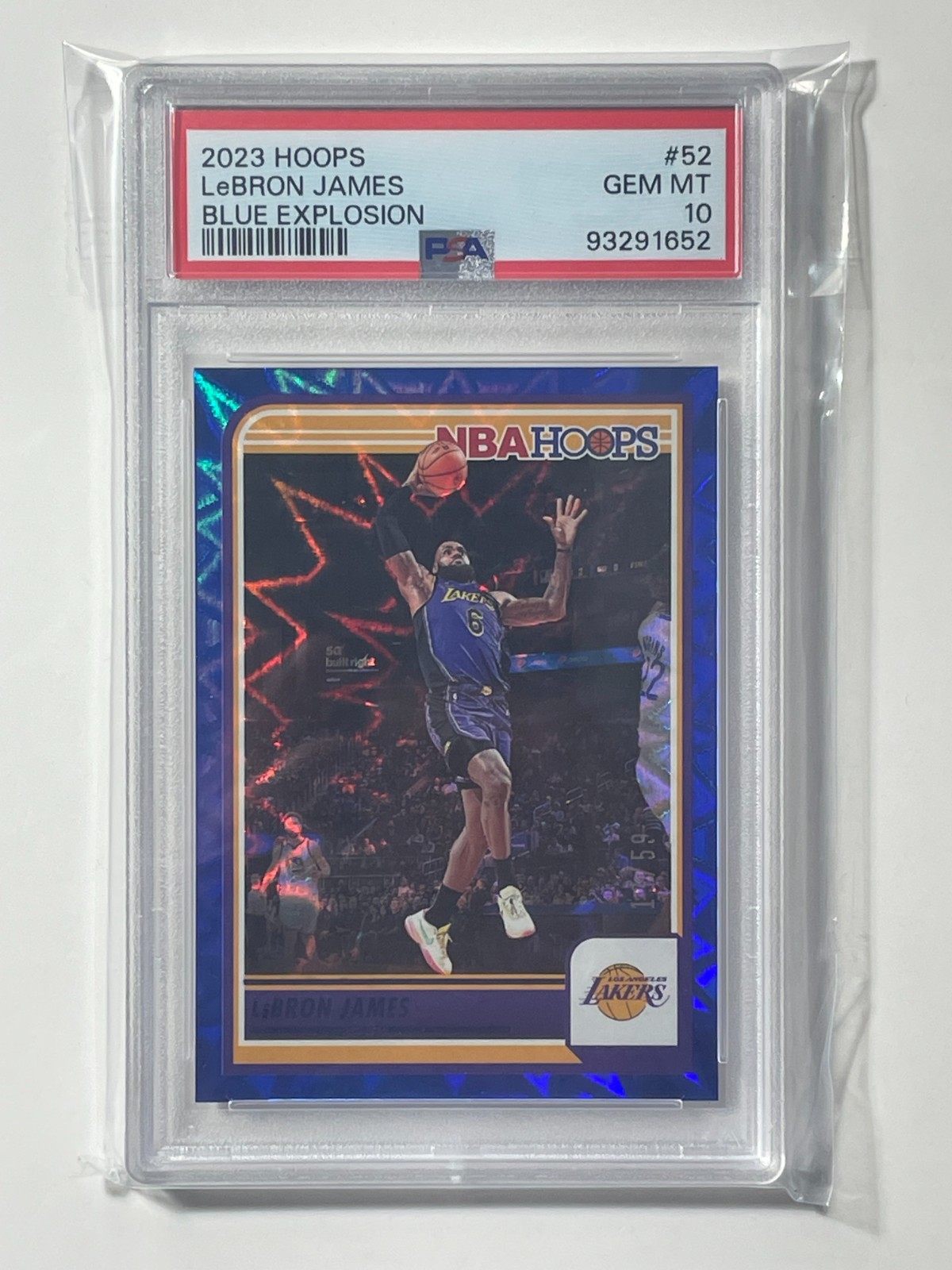 LEBRON JAMES /59 BLUE EXPLOSION PSA 10 2023 HOOPS LOS ANGELES LAKERS #52 LOW POP