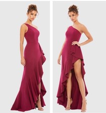 Mac Duggal 49089 Size 2 Berry Pink One Shoulder Ruffled Evening Gown Fast 2 Ship