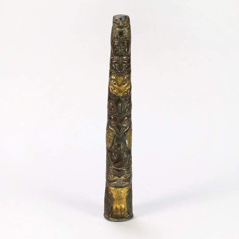 1904 Antique Souvenir Metal Totem Pole – Alaska Building Seattle, WA