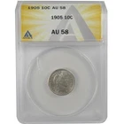 1905 Barber Dime AU 58 ANACS Silver 10c Coin SKU:I21978