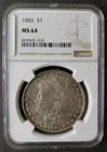 1885 $1 Morgan Silver Dollar NGC MS64
