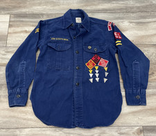 Official Boys Scouts of America Sanforized Blue Button Up 1950's-60's