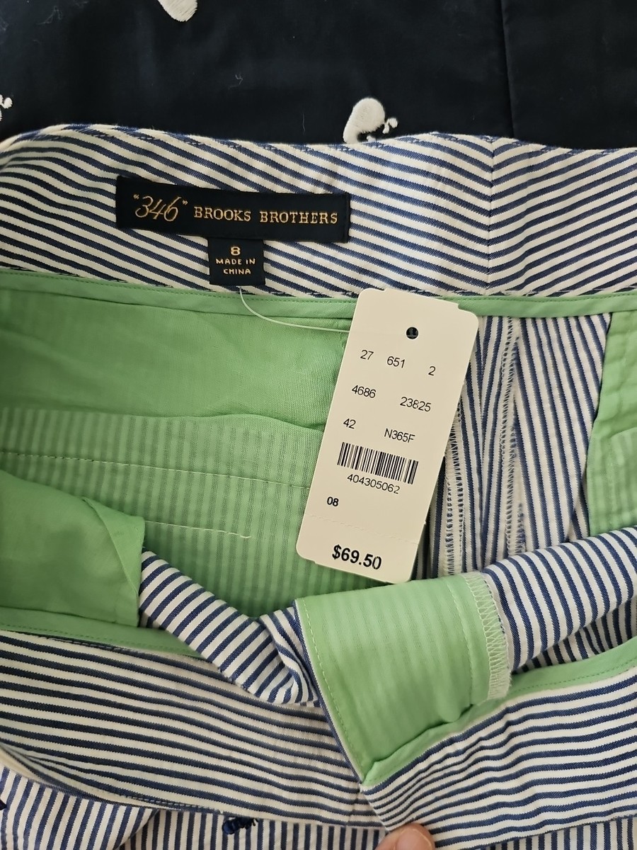 nya専用 NWT Brooks Brothers 346 Blue Bee Seersucker Chino Shorts. Flat