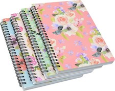 4 Pack A5 Spiral Notebooks Flower Hardcover 80 Sheets Each 160 Pages Ruled Set