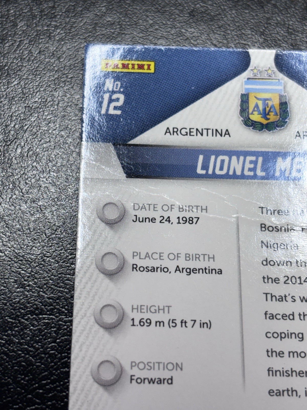 2014 Panini Prizm World Cup Lionel Messi #12 - - Card Has Crease - - See Photos view 3