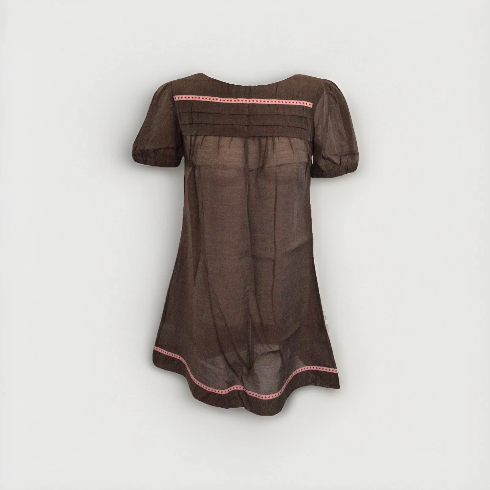 Orla Kiely Women’s Brown Silk Sheer Blend Top Blouse Size EUR 2