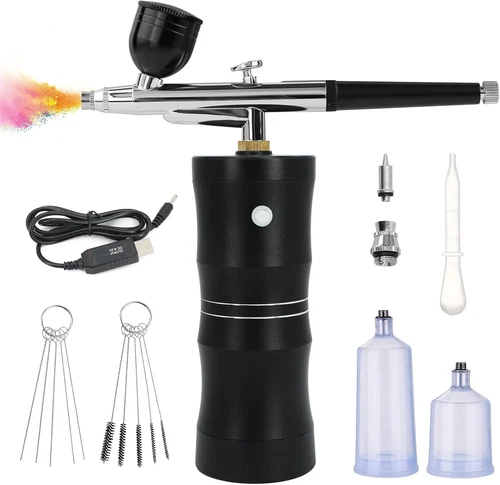 Airbrush Kit with Air Compressor, Upgraded 7.4V 34PSI Air Brush Gun Rechargeable