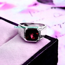 Natural Garnet Gemstone with 925 sterling Silver Ring For Men's 4522