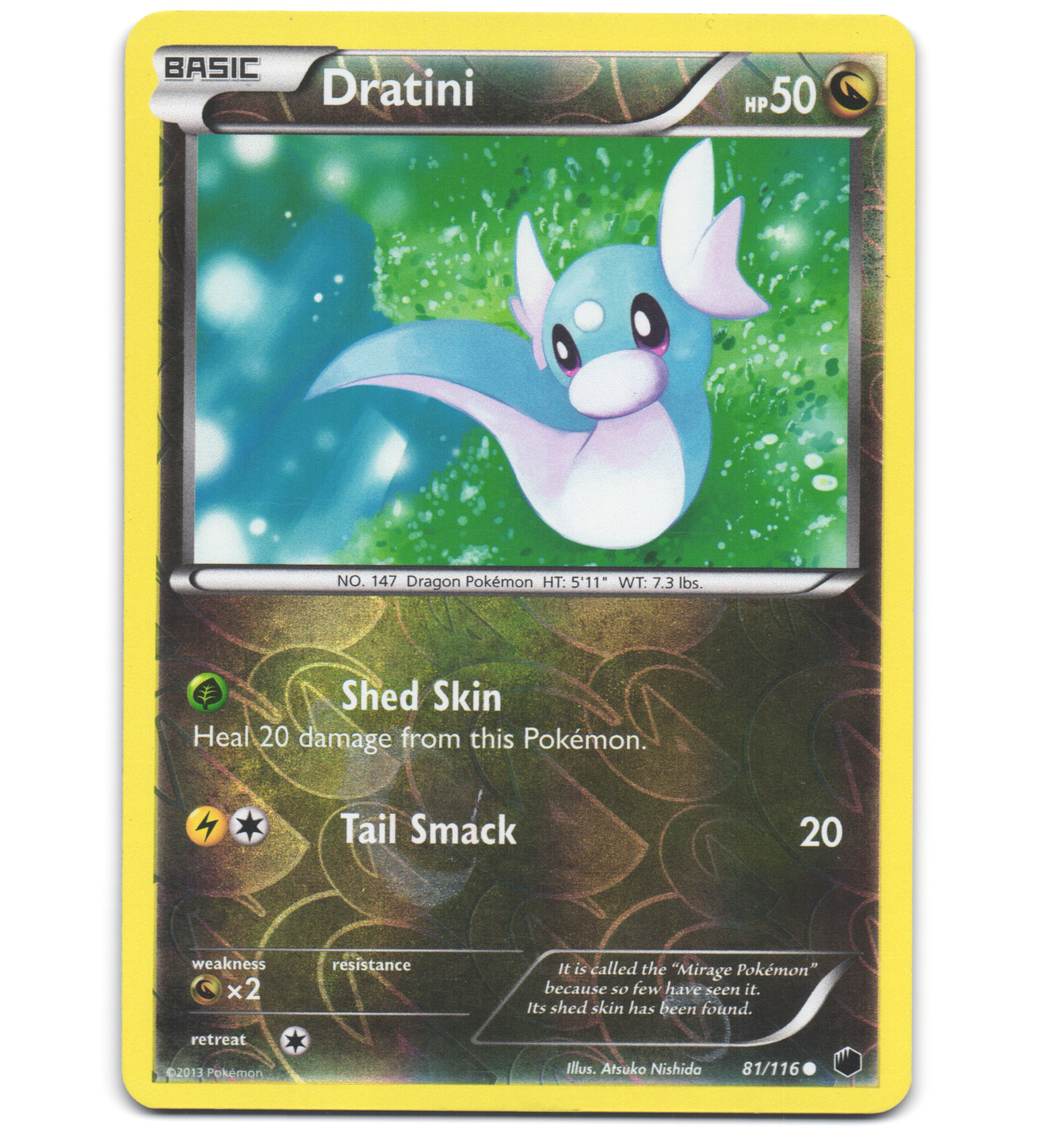 Pokemon 2013 Light Play Dratini 81/116 Plasma Freeze REVERSE Card