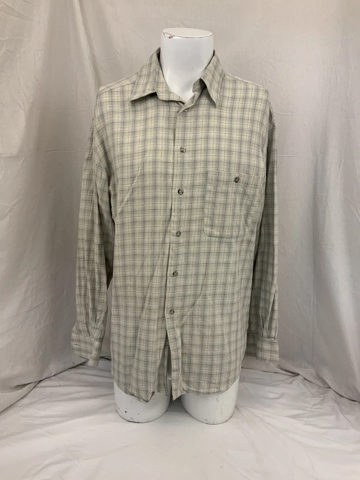 Camisa Zanella Manga Larga L Beige Cuadros 100% Algodón Italia Usada en Excelente Condición Ygi R1-182 Foto 2 de 4