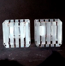 VERA WANG MODERN GRAPHIC VOTIVE CANDLE HOLDERS, Lead Crystal, 3", WEDGEWOOD, 2PC