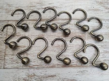 Metal Shower Curtain Hooks Set Of 12 Rust Resistant Heavy Duty Brass Colored