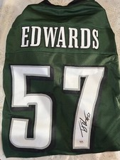 TJ Edwards Signed Eagles Style Green Custom Player Jersey PSA COA