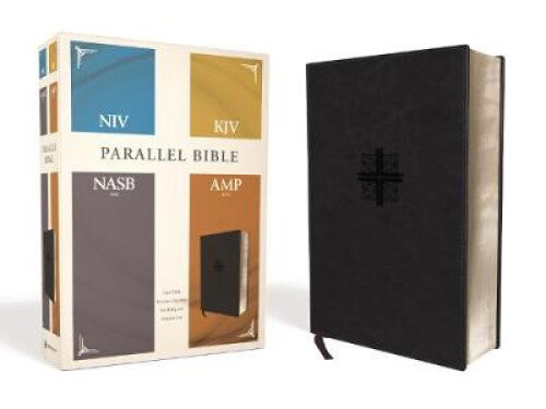 Niv, Kjv, Nasb, Amplified, Parallel Bible, Leathersoft, Black: Four Bible